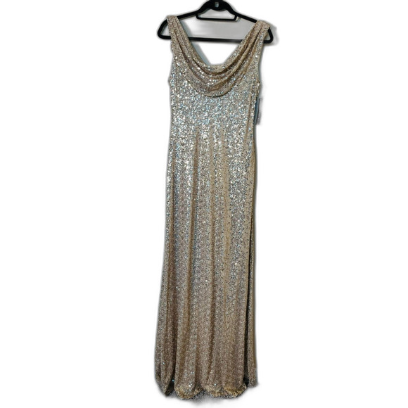NWT Cachet Gold Sequin Floor Length Gown Sleeveless Size 10 Oscars Formal - Picture 3 of 8